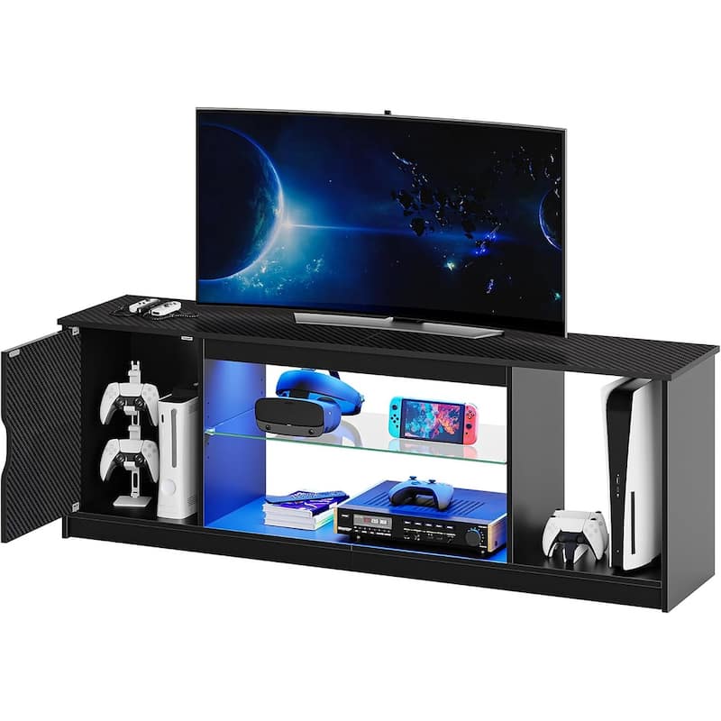 Modern TV Stand for up to 65" TVs Gaming Entertainment Center with Adjustable Shelves for PS5 - 58 inches