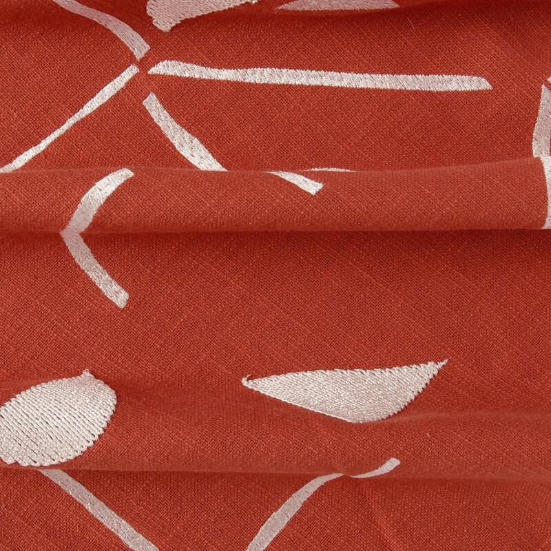 HomeRoots 20" Orange and Ivory Geometric Cotton Blend Throw Pillow With Embroidery