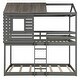 preview thumbnail 3 of 7, Gray Playhouse Inspired Twin-Over-Twin Bunk Bed with Roof