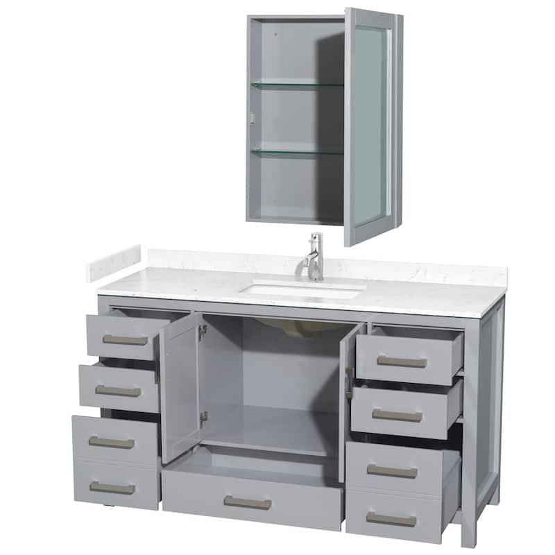 Sheffield Single Bathroom Vanity Set, Cultured Top, Medicine Cabinet