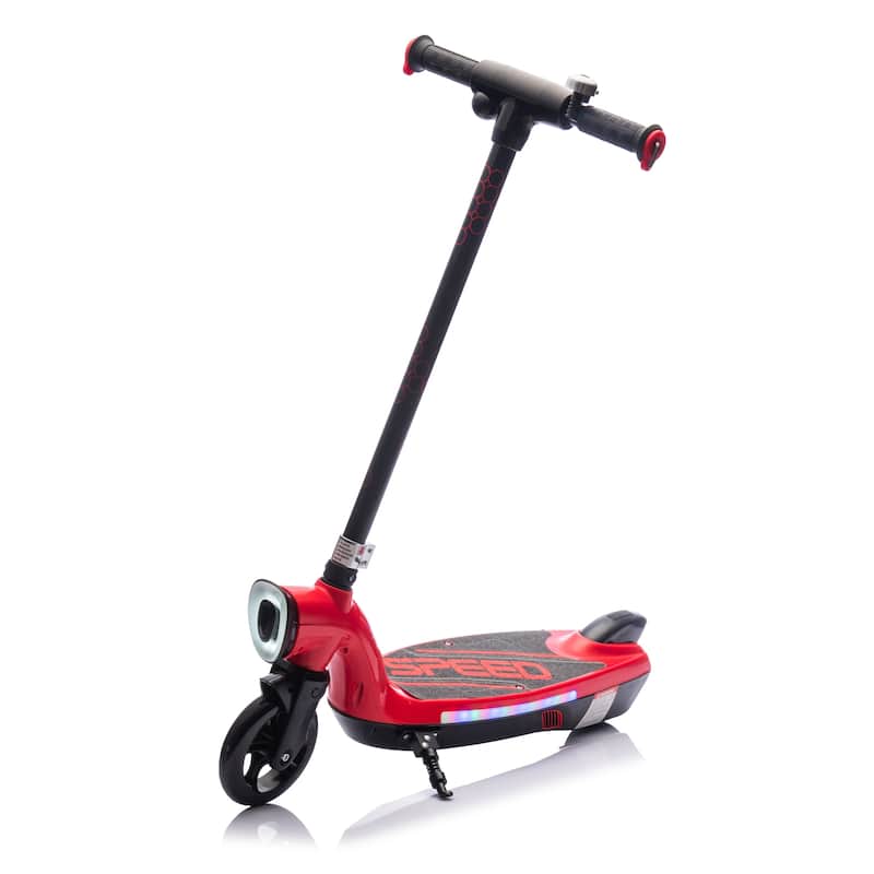 Kids Ride On Electric Scooter With Kickstand,Scooter Bell,Wider Pedal,Non-Slip Handle,Colorful LED Lights,For Kids 6+.