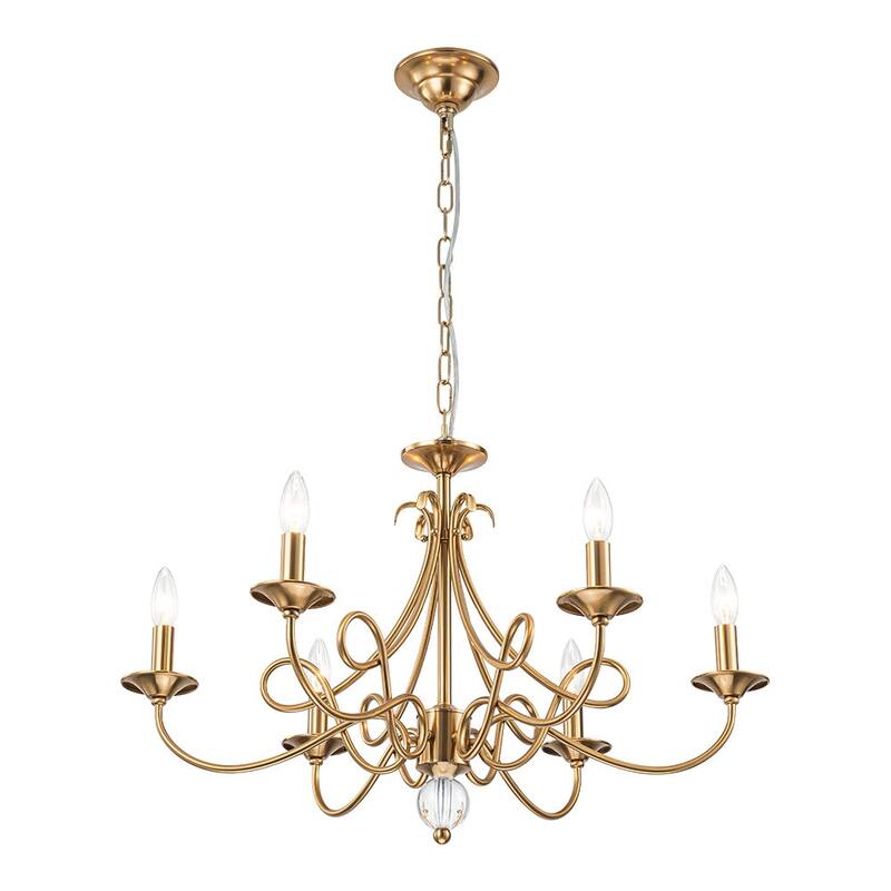 French Country Style 6-Light Candlestick Metal Chandelier - 28.7 in