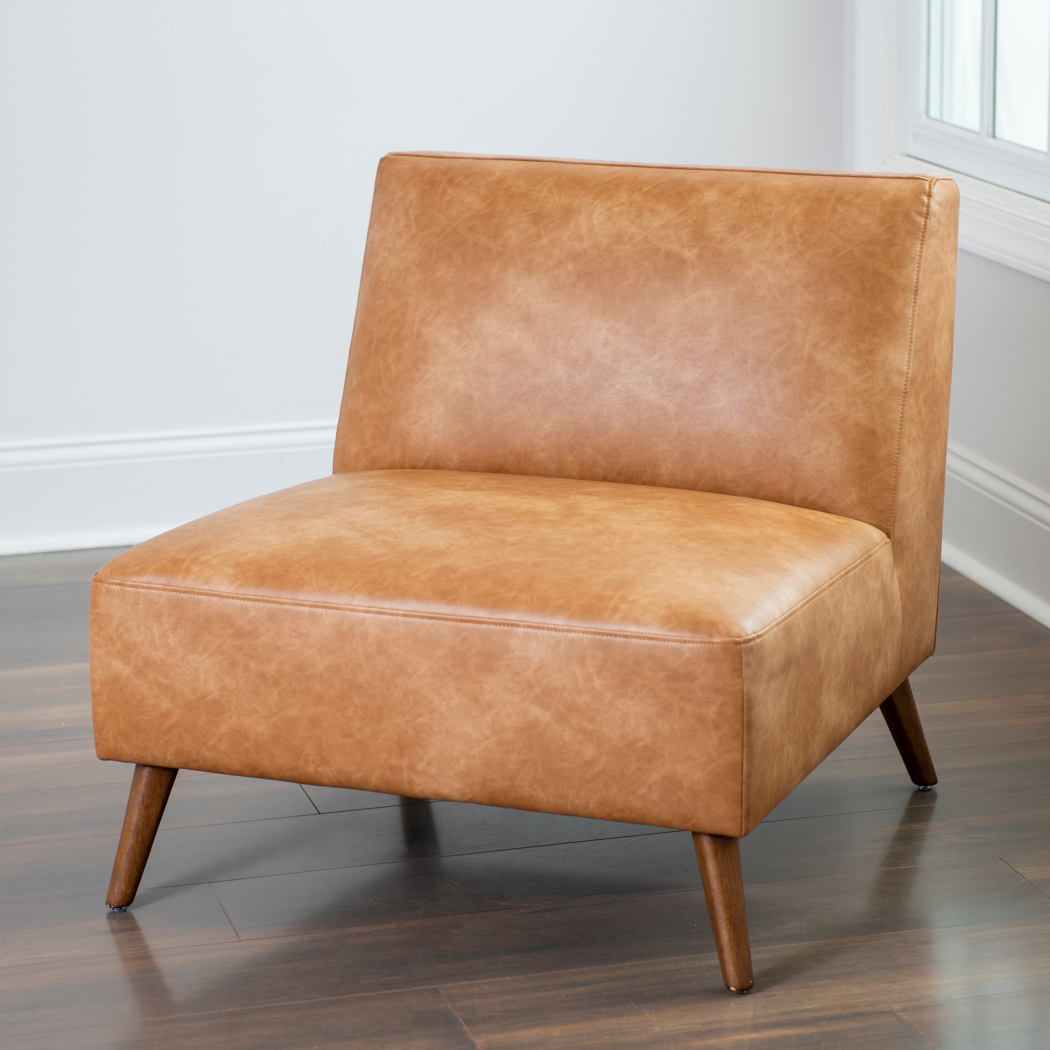 Cognac Faux Leather Accent Chair Bed Bath Beyond 41541018