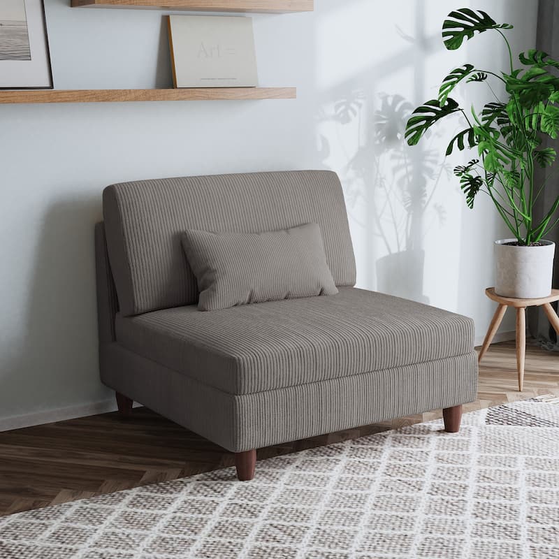Free Combination Multi-Shaped Corduroy Sofa Modular - Armless Sofa - Light Grey(Armless Sofa)
