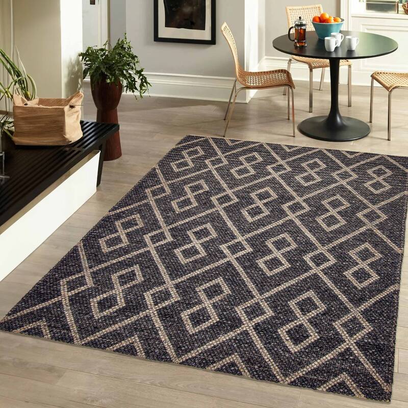 ECARPETGALLERY Braid weave Sienna Dark Grey Wool Rug - 5'1 x 7'3