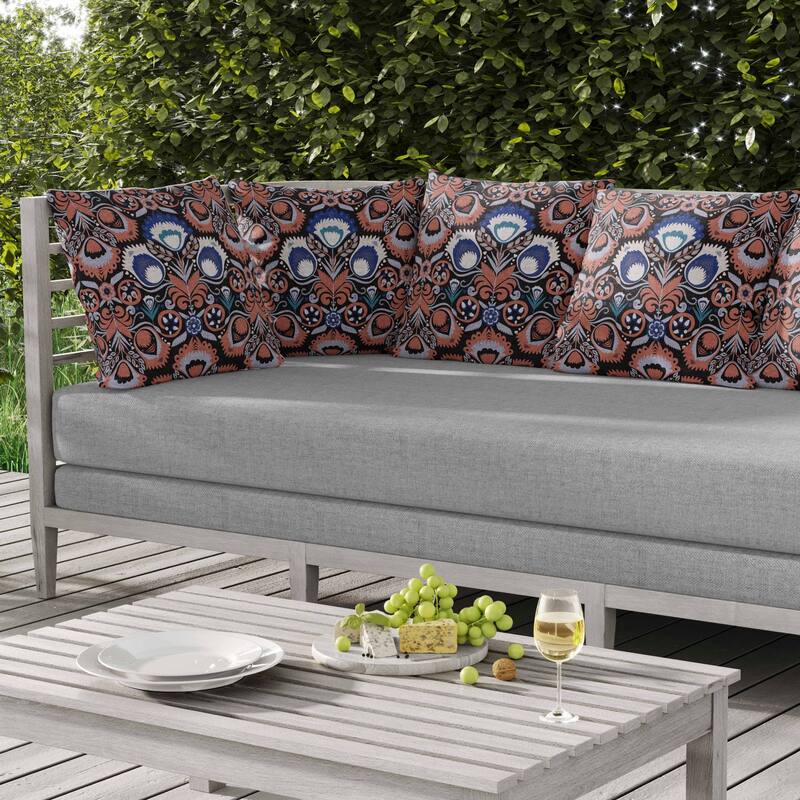Whimsical Cat Eye Indoor/Outdoor Reversible Throw Pillow Orange and Black