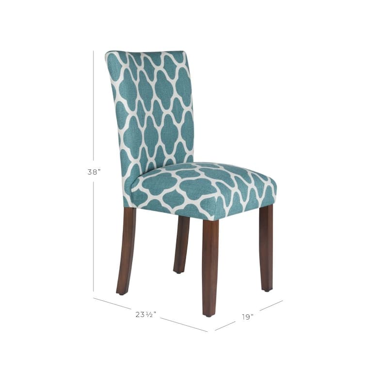 HomePop Classic Parsons Dining Chair - Geo Brights Teal (Set of 2)