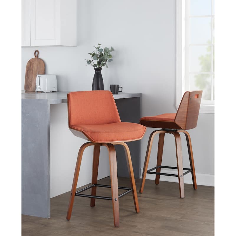 Carson Carrington Clemens 26" Fixed-Height Counter Stool with Bent Wood Legs & Square Footrest (Set of 2)