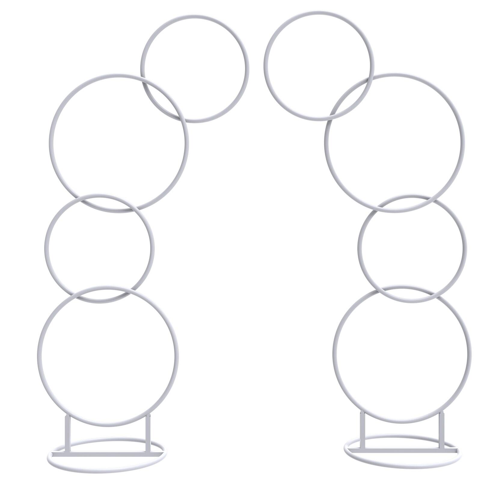 Set of 2 Round Backdrop Stand Wedding Party White Hoop Pillar Flower Stands On Sale Bed Bath