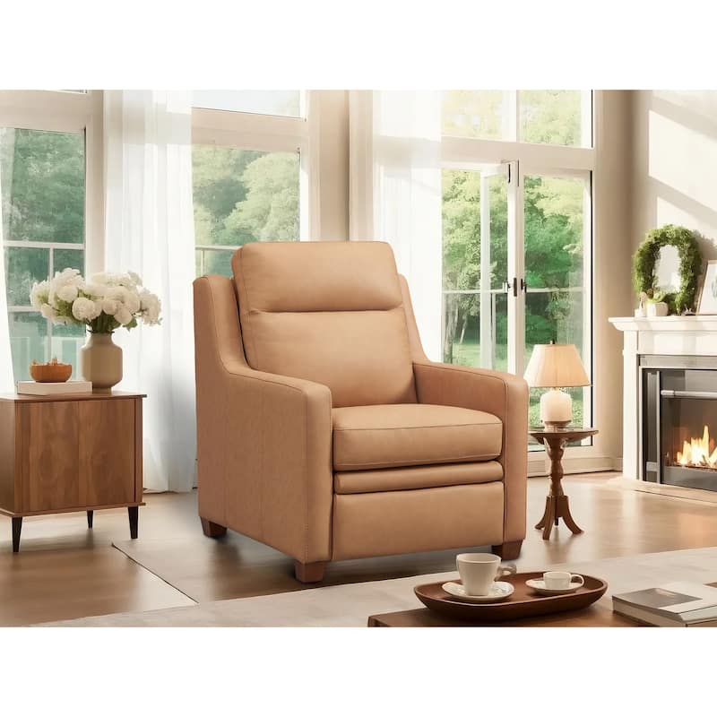 Genuine Leather Recliner Sofa 33" Triple-Motor Power Zero-Wall Reclining Couch with USB&USB-C Port - Camel