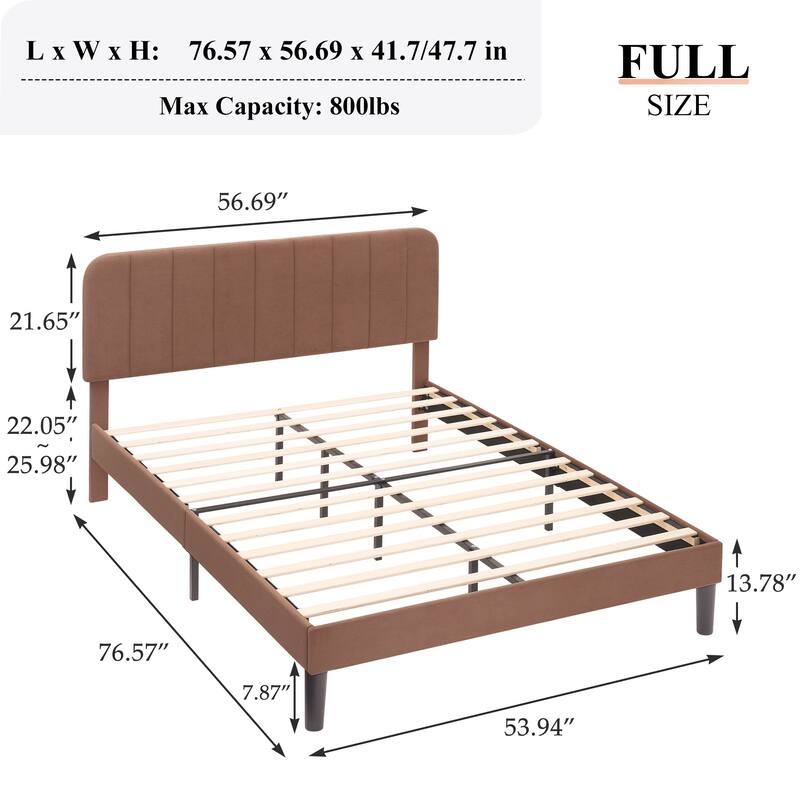 Javlergo Upholstered Bed Frames with Height-adjustable Headboard