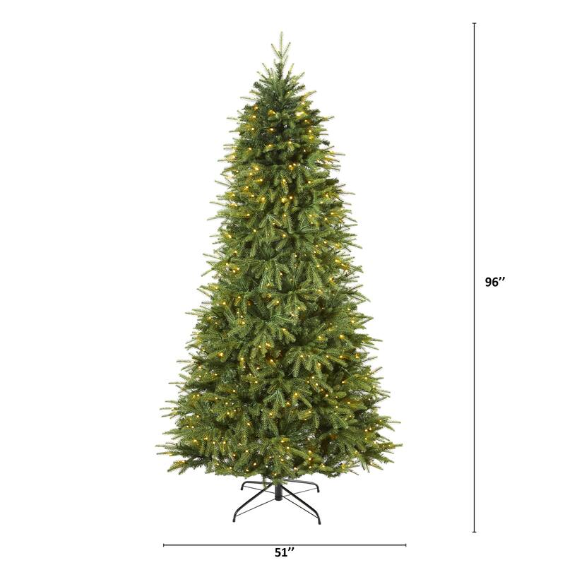 8ft. Fir Look Artificial Christmas Tree with 700 Clear LED Lights and 3470 Branches - Grand Holiday X-Mas Showstopper