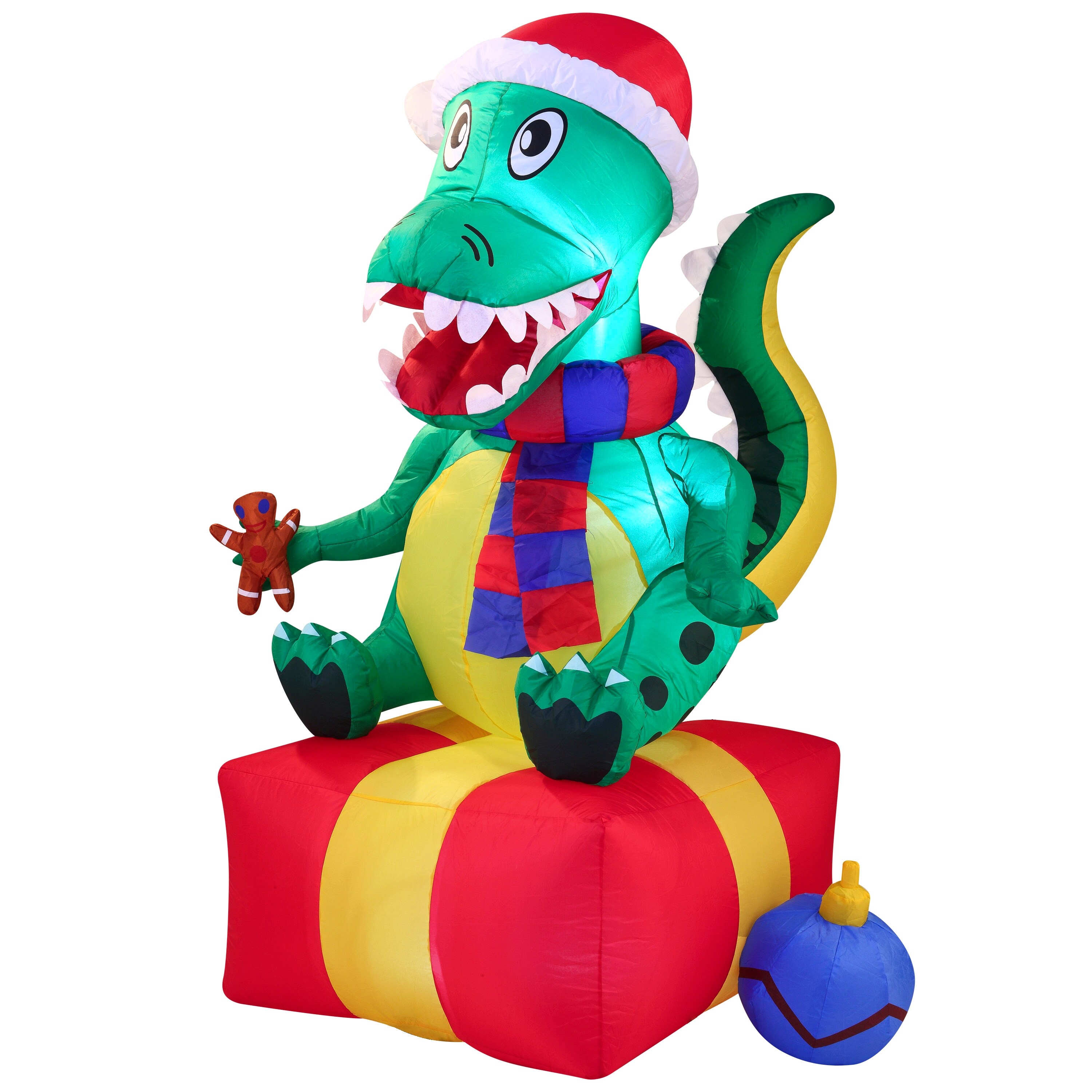 Garden Joiedomi Christmas Inflatable Decoration 6ft Dinosaur Inflatable with Build-in LEDs Blow Up Inflatables for Xmas Party Indoor Lawn Outdoor Yard Winter Decor 