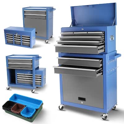 8-Drawer Rolling Tool Chest with Wheels, Large Mobile Steel Tool Storage Organizer with Lock&Liner