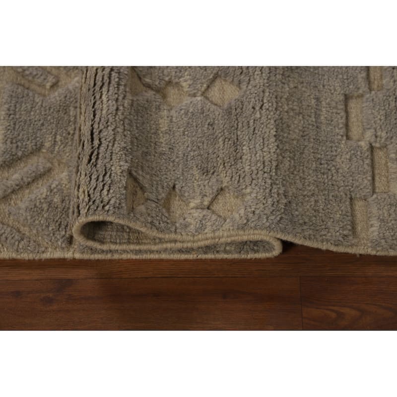 Gray Moroccan Oriental Area Rug Hand-Knotted Wool Carpet - 5'8" x 8'3"