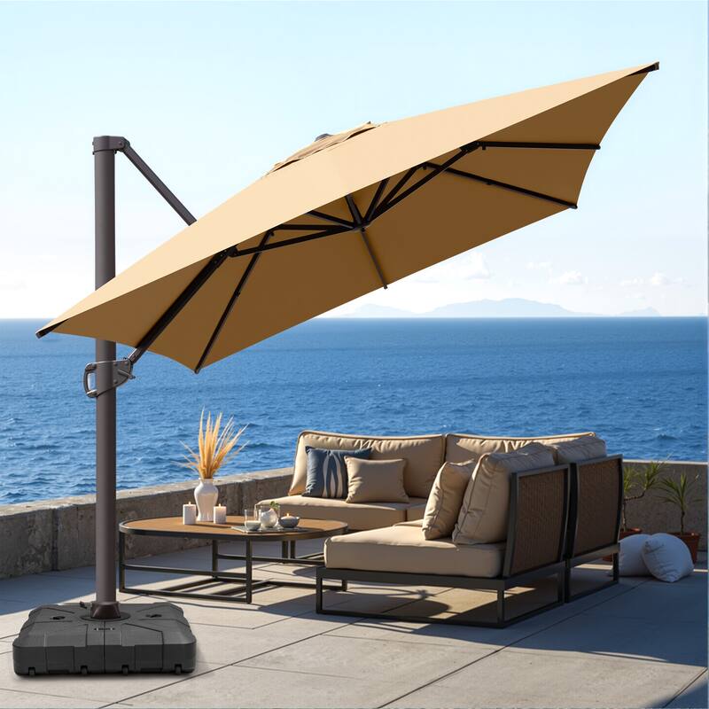 VredHom 10X13 FT Patio Outdoor Cantilever-Offset Umbrella with Base Stand