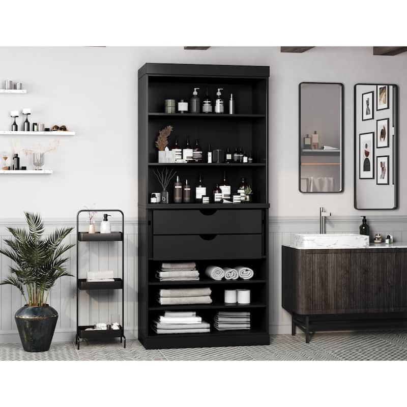100% Solid Wood 32" Bathroom Cabinet with Optional Doors, 2-Drawers by Palace Imports