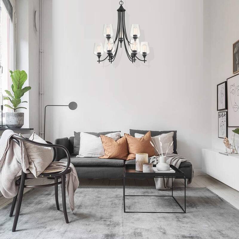 9 Light Shaded Tiered Chandelier