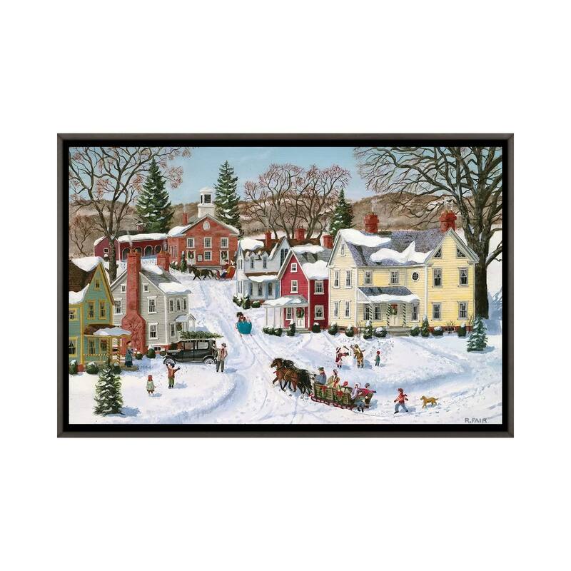 iCanvas "Christmas Sleigh" by Bob Fair Framed - Charcoal - 26x40