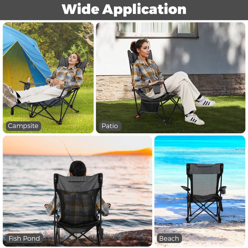 Goplus Camping Lounge Chair with Detachable Footrest & 4-Position - See Details