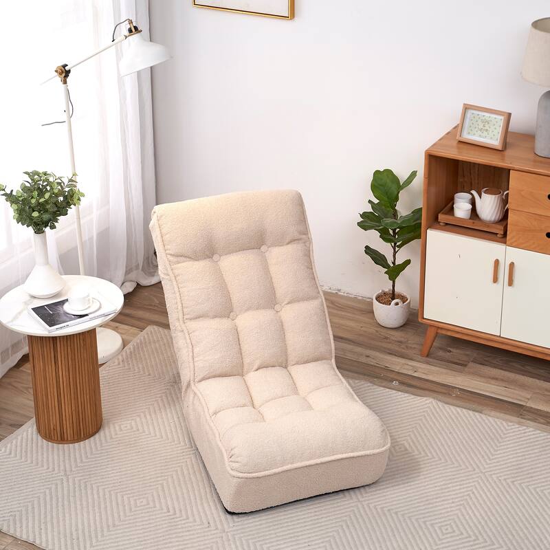 White 23.6" High Back Foldable Recliner Chair