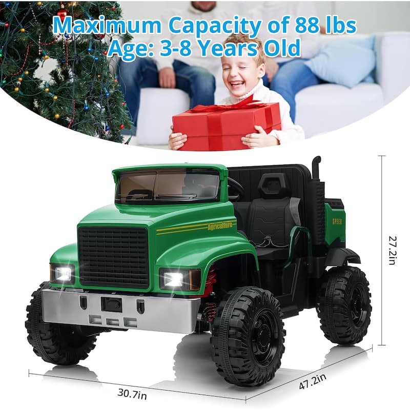 2-Seater Kids Ride-On Tractor with Dual 12V Batteries, Remote Control, Tipping Bucket & Rear Storage