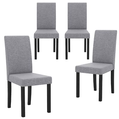 Gymax Dining Chair Set of 4 Fabric Upholstered Rubber Wood Legs Side