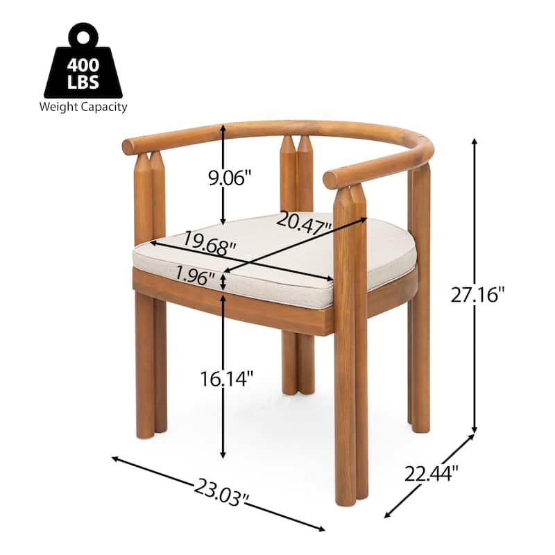 Christopher Knight Home - Outdoor Wooden Dining Set with Cushioned Chairs in Teak Finish (9-Piece Set)