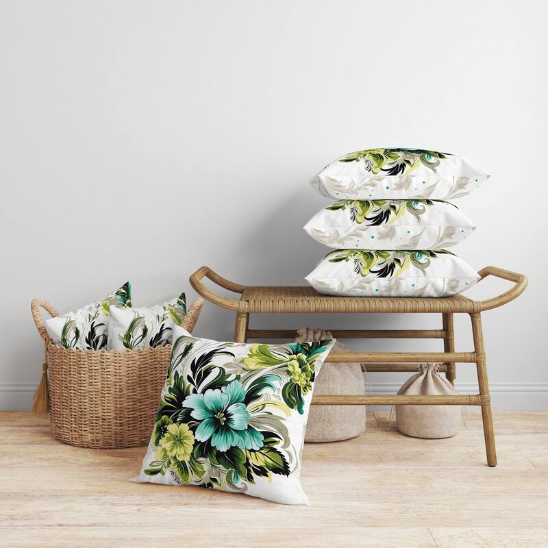 Botanic Bliss Faux Suede Reversible Throw Pillow Green and Yellow