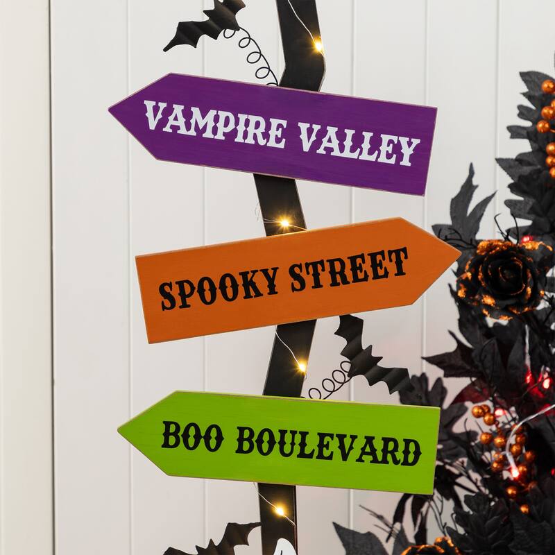 Outdoor 41.75"H Halloween Wooden Witch's Broom Ghost's Broom Standing Porch Decor
