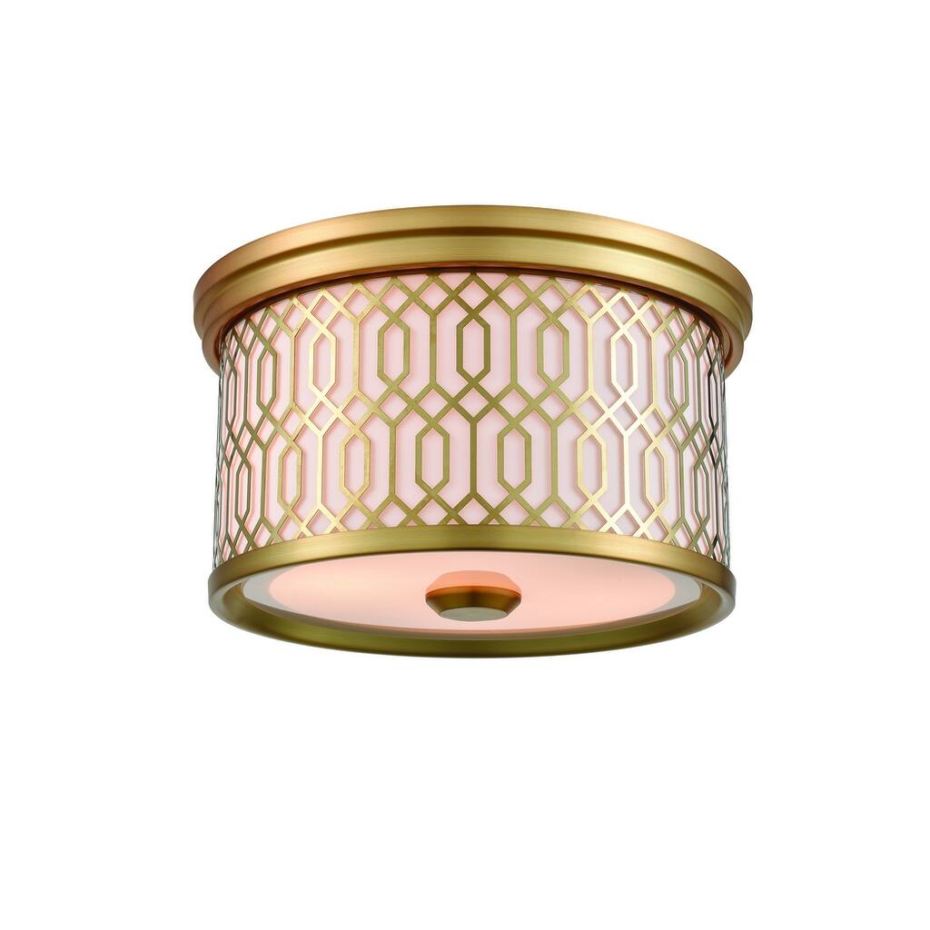 DVI DVP33932VBRSW Two Flush Mount Tortona Venetian Brass w Sateen W - One Size