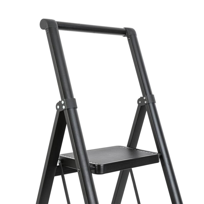 Black 5 Step Stool Folding Step Stool with Handrails