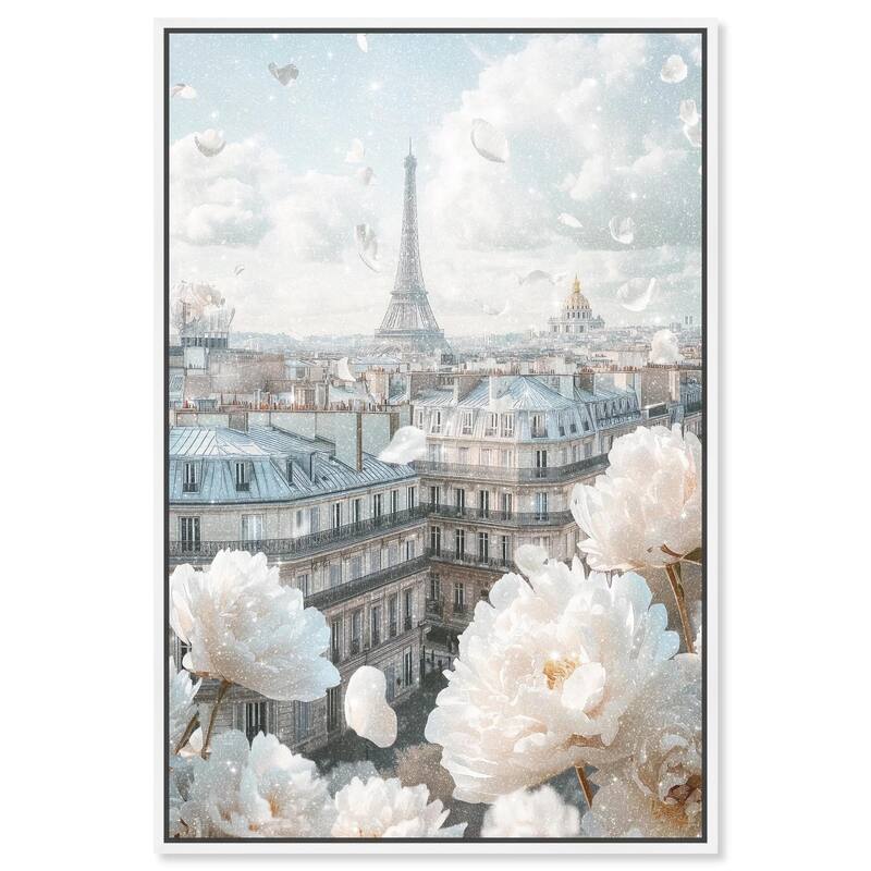 Peonies Over Paris Canvas by Art Remedy - White - 16" x 24"