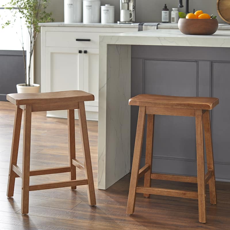 Simple Living Marney Rubberwood 24-inch Counter-height Bar Stools (Set of 2) - Driftwood