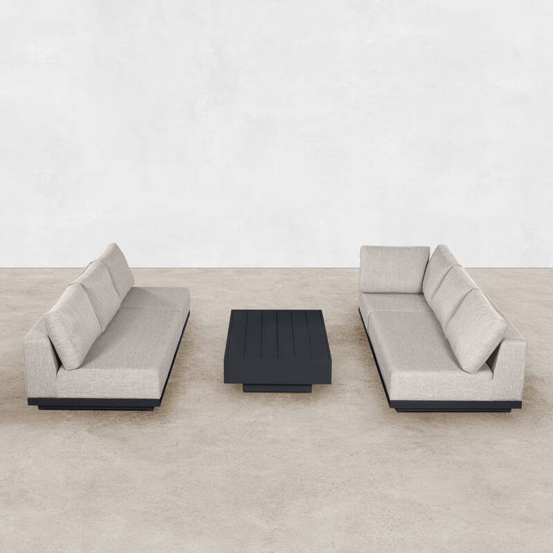 Oslo Aluminum Outdoor Upholstered Sectional Lounge Set- 5-Piece