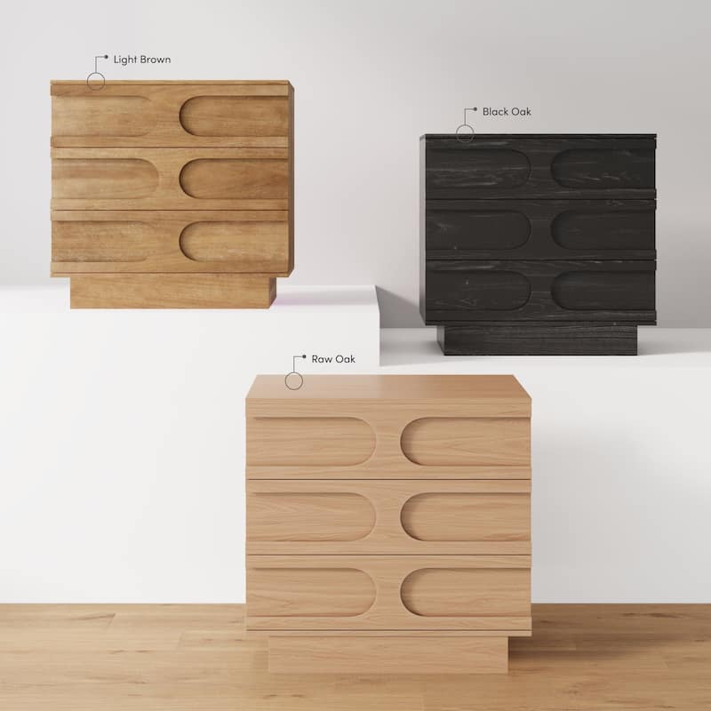 Iris 3 Drawer Dresser, Mid-Century Modern Solid Wood Dresser for Bedroom