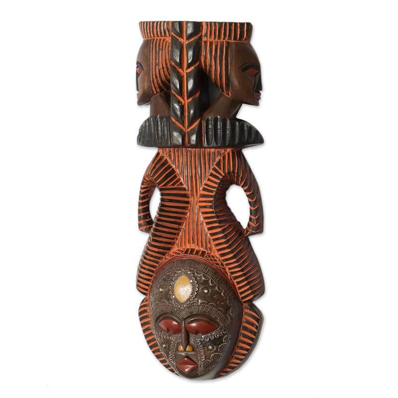 Novica Handmade Vigilant Woman African Wood Mask