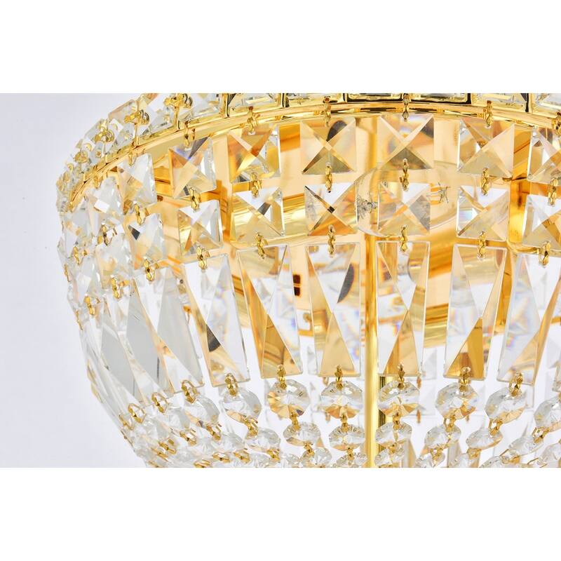 Elegant Lighting 4-light Gold 14-inch Royal Cut Crystal Clear Flush Mount