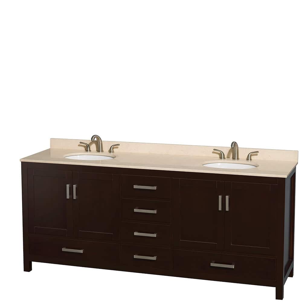 Wyndham Collection Sheffield 80" Freestanding Vanity Set with Hardwood