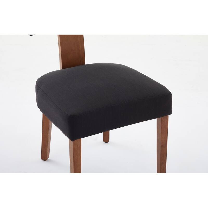 Set of 2 Linen Fabric Modern Armless Dining Chairs With Curved backrest and Solid Wooden Legs for Dining Room Living Room