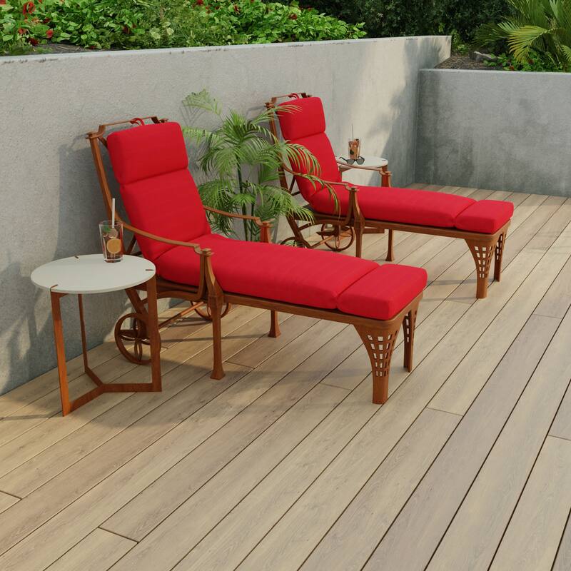 Sunbrella 72" x 22" Red Solid Outdoor Chaise Lounge Cushion with Ties and Loop - 72'' L x 22'' W x 3.5'' H