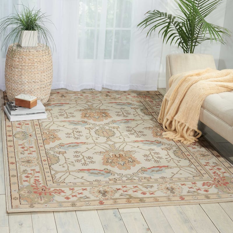Nourison Walden Traditional Persian Floral Bordered Area Rug - 7'10" x 10'6" - Ivory - Rectangle
