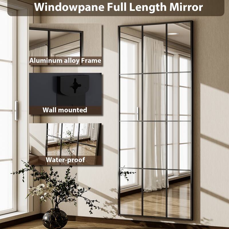 Windowpane Full Length Metal Wall Mirror