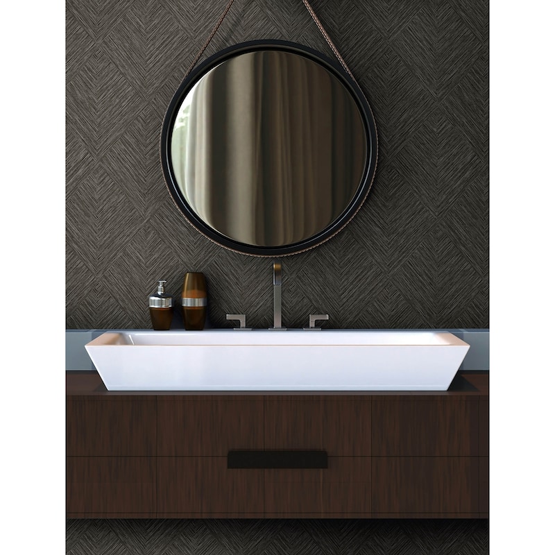 Chesapeake Hollis Charcoal Textured Diamond Wallpaper