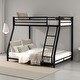 preview thumbnail 1 of 3, Ovi 78 Inch Twin over Full Bunk Bed, Ground Level Platform Bed, Black