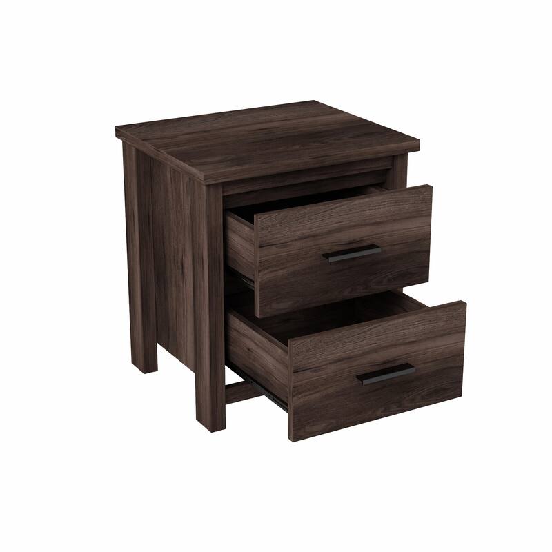 Vintage Wooden Nightstand with Two Drawers