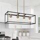 preview thumbnail 8 of 11, Iain Modern 4-Light Black Gold Chandelier Rectangle Island Lights for Dining Room
