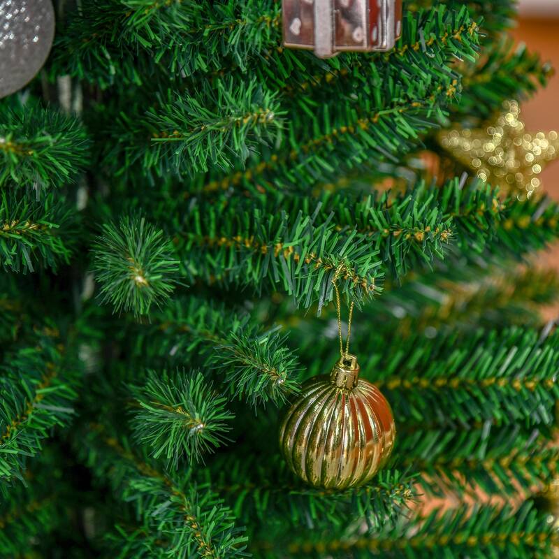 HOMCOM 5' Unlit Artificial Pencil Christmas Tree, Slim Xmas Tree with Foldable Metal Stand - 4.91 ft