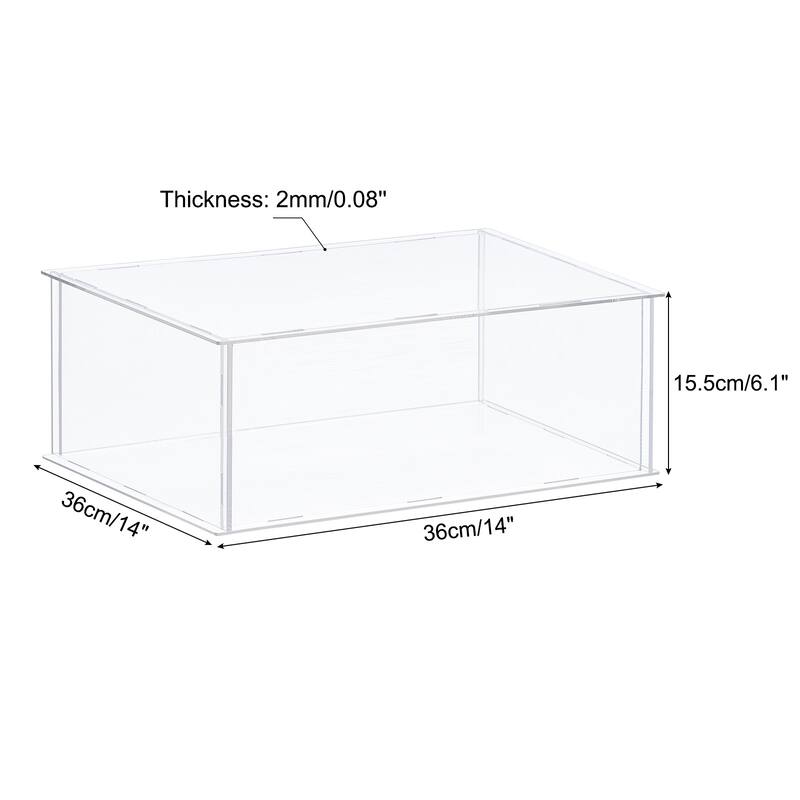 Acrylic Display Case Plastic Box Cube Storage Box Dustproof Showcase - 14x14x6.1 Inch