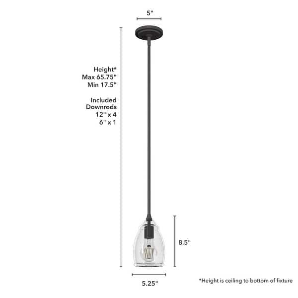 dimension image slide 0 of 4, Hunter Dunshire 1-Light Dome Pendant - Kitchen Island, Dining Room, Entry - Modern Farmhouse, Transitional, Contemporary